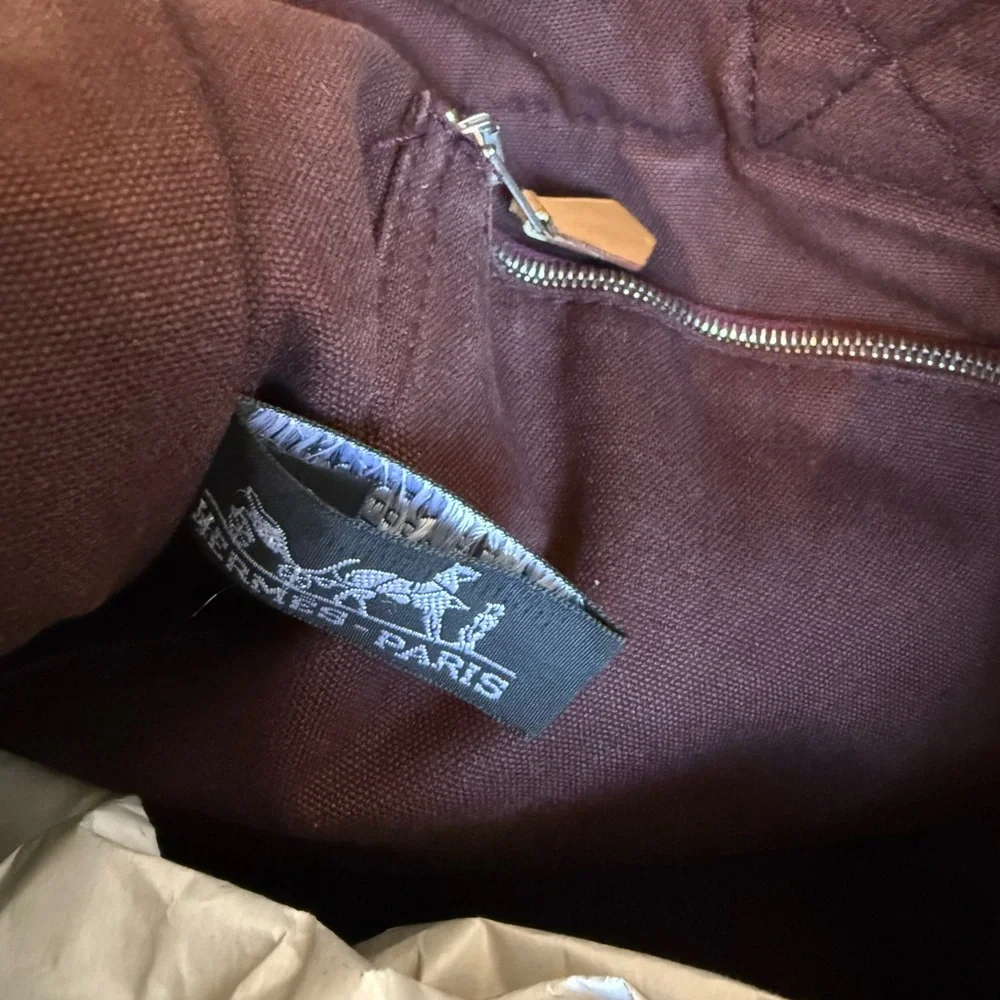 Hermes Burgundy Fourre Tout Canvas Bag - Picture 5 of 5